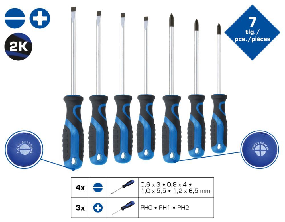 Produktbild Schraubendreher-Satz, 7-tlg, Schlitz, PH bild 2