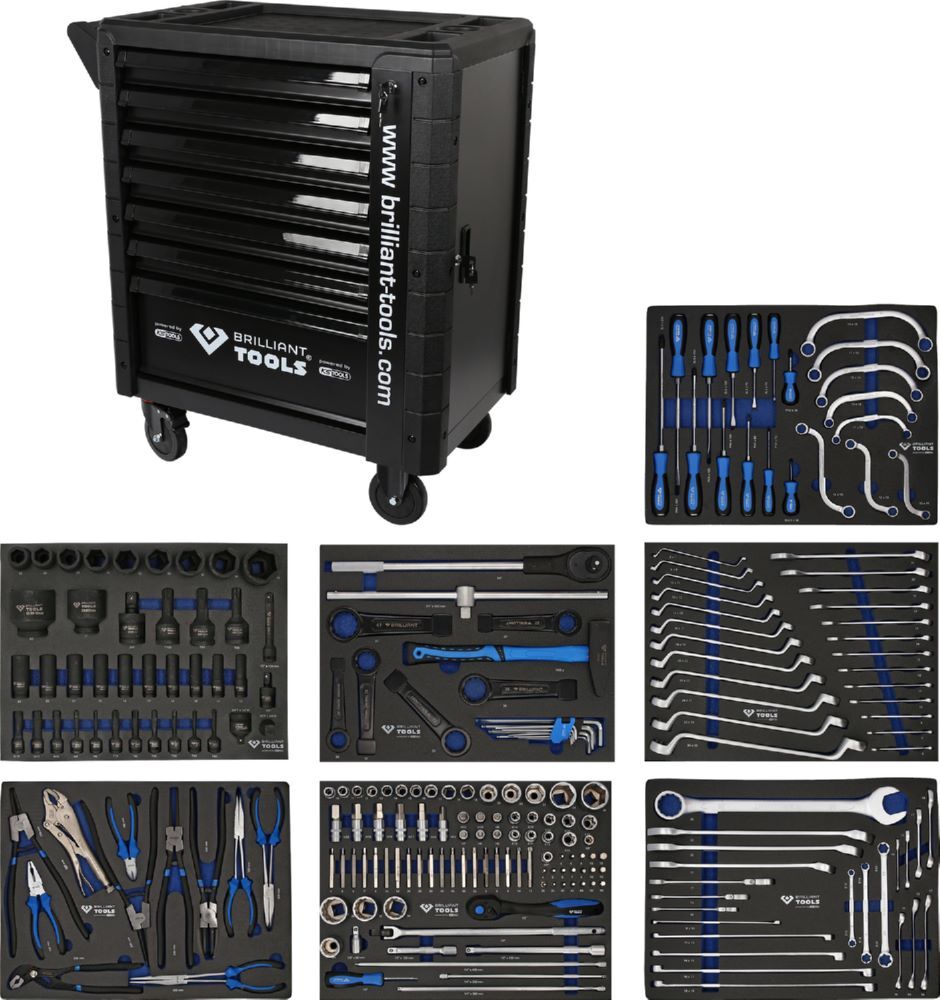 Produktbild Brilliant Tools Werkstattwagen mit 7 Schubladen und 225 Werkzeugen