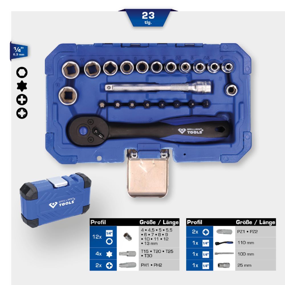 Produktbild 1/4" Steckschlüssel-Satz, 23-tlg bild 2