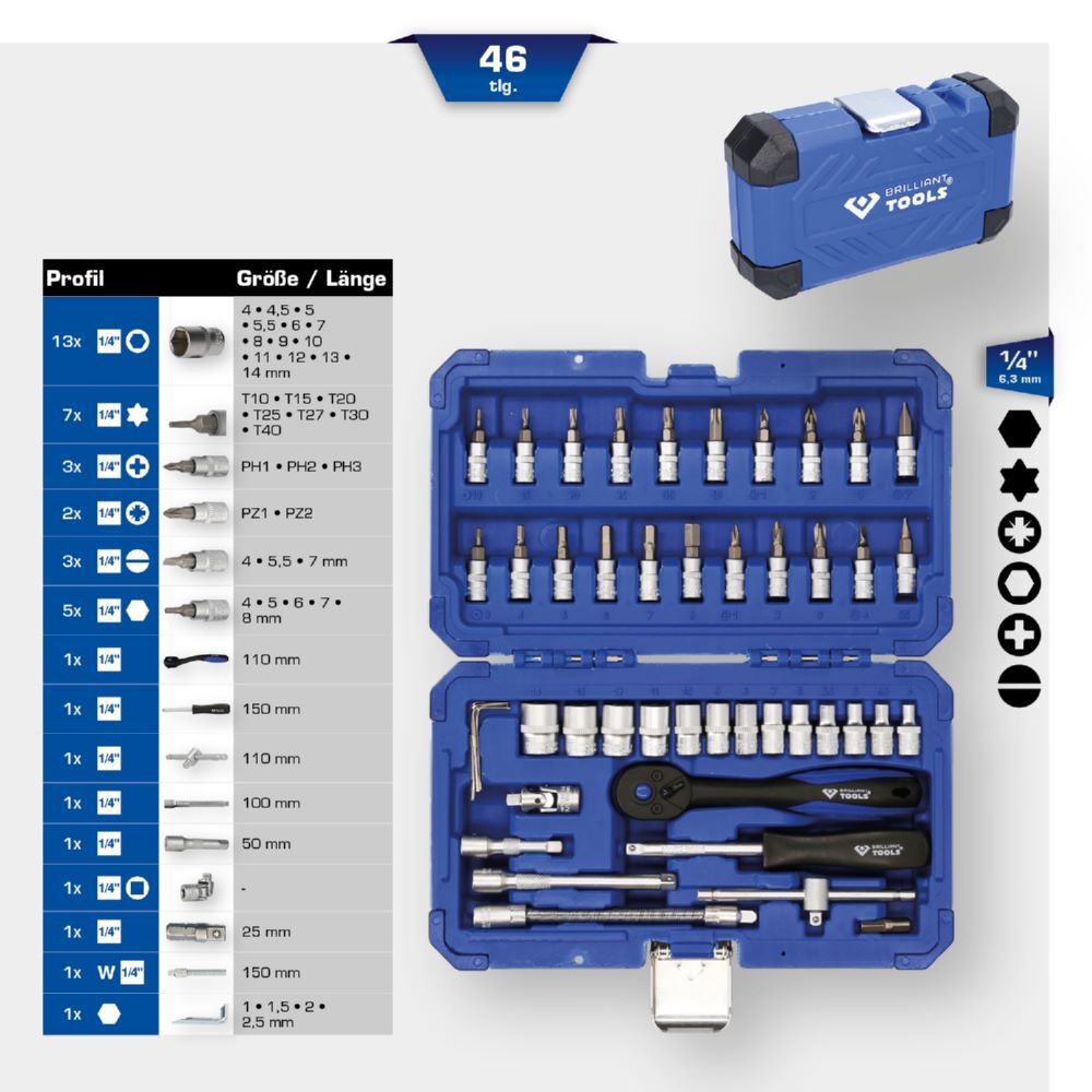 Produktbild 1/4" Steckschlüssel-Satz, 46-tlg bild 2