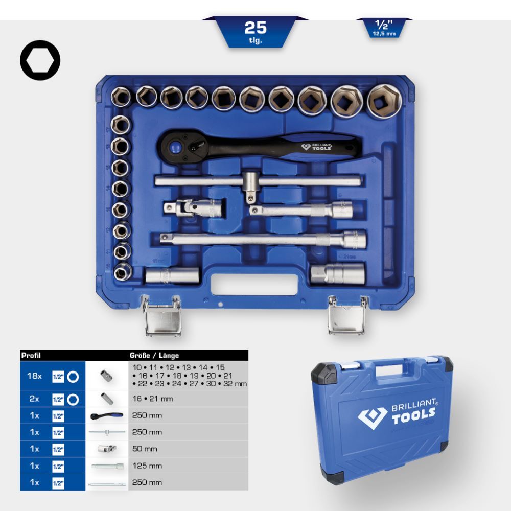 Produktbild 1/2" Steckschlüssel-Satz, 25-tlg bild 2