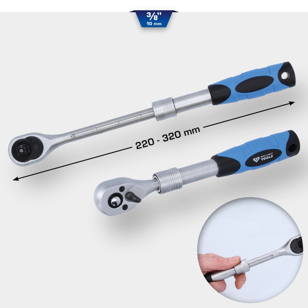 Produktbild 3/8" Teleskop-Umschaltknarre (220 - 320 mm) bild 2