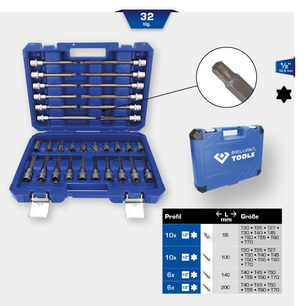 Produktbild 1/2" Bit-Stecknuss-Satz, 32-tlg, Torx-Profil bild 2