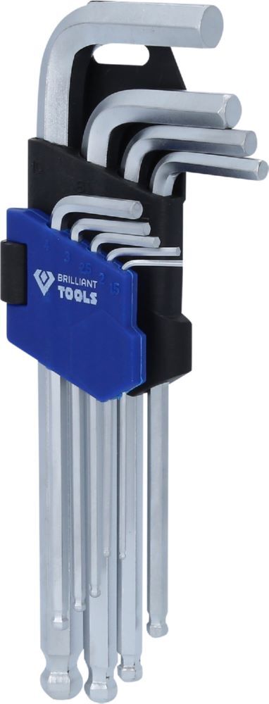 Produktbild Brilliant Tools Winkelstiftschlüssel Satz Innensechskant Profil kurz 9 teilig