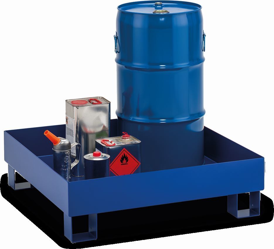 Cemo Auffangwanne Typ SW65/4 lackiert RAL 5002 ohne Gitterrost für 60 L-Fässer Produktbild Cemo Auffangwanne Typ SW65/4 lackiert RAL 5002 ohne Gitterrost für 60 L-Fässer bild 2