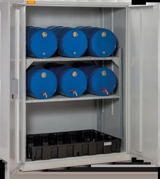 Produktbild Fassschrank 14/20 mit PE Auffangwanne und Gitterrosten 84 x 140 x 195 cm  bild 5