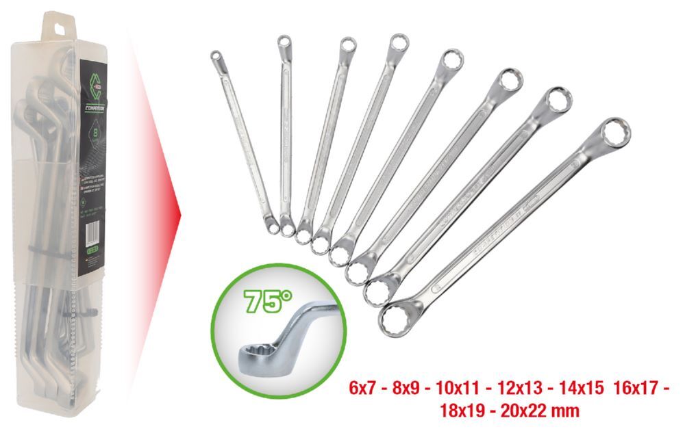 Produktbild KS Tools Competition Doppel-Ringschlüssel Satz gekröpft 8 teilig