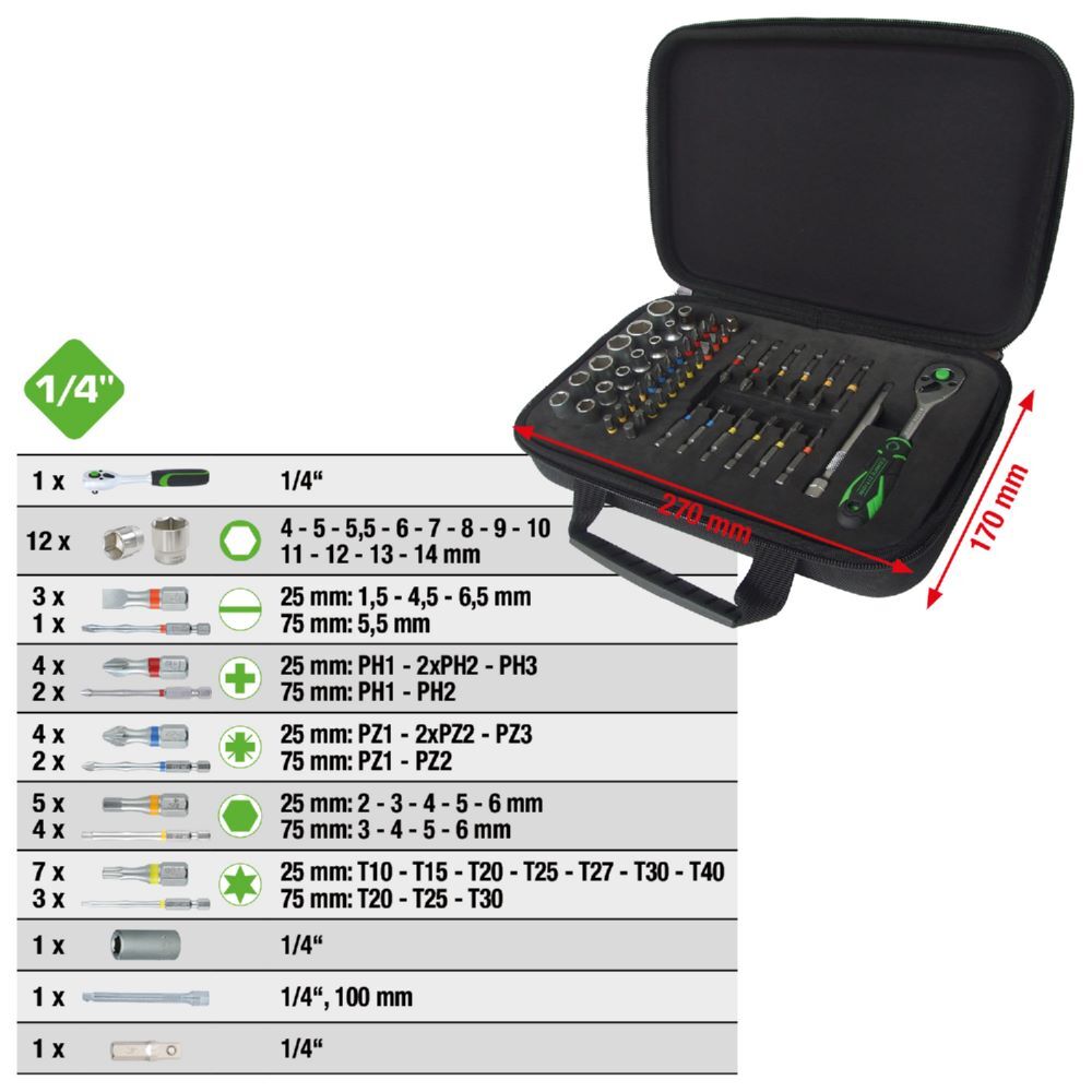 Produktbild  Mini-Bit-Stecknuss-Satz, 51-tlg bild 2