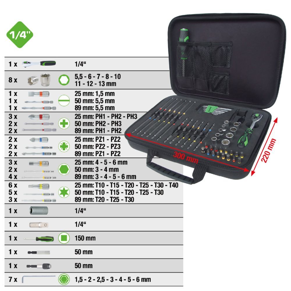Produktbild  Mini-Bit-Stecknuss-Satz, 60-tlg bild 2