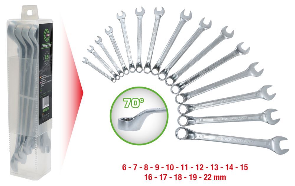 Produktbild KS Tools Competition Ringmaulschlüssel Satz gekröpft 15 teilig