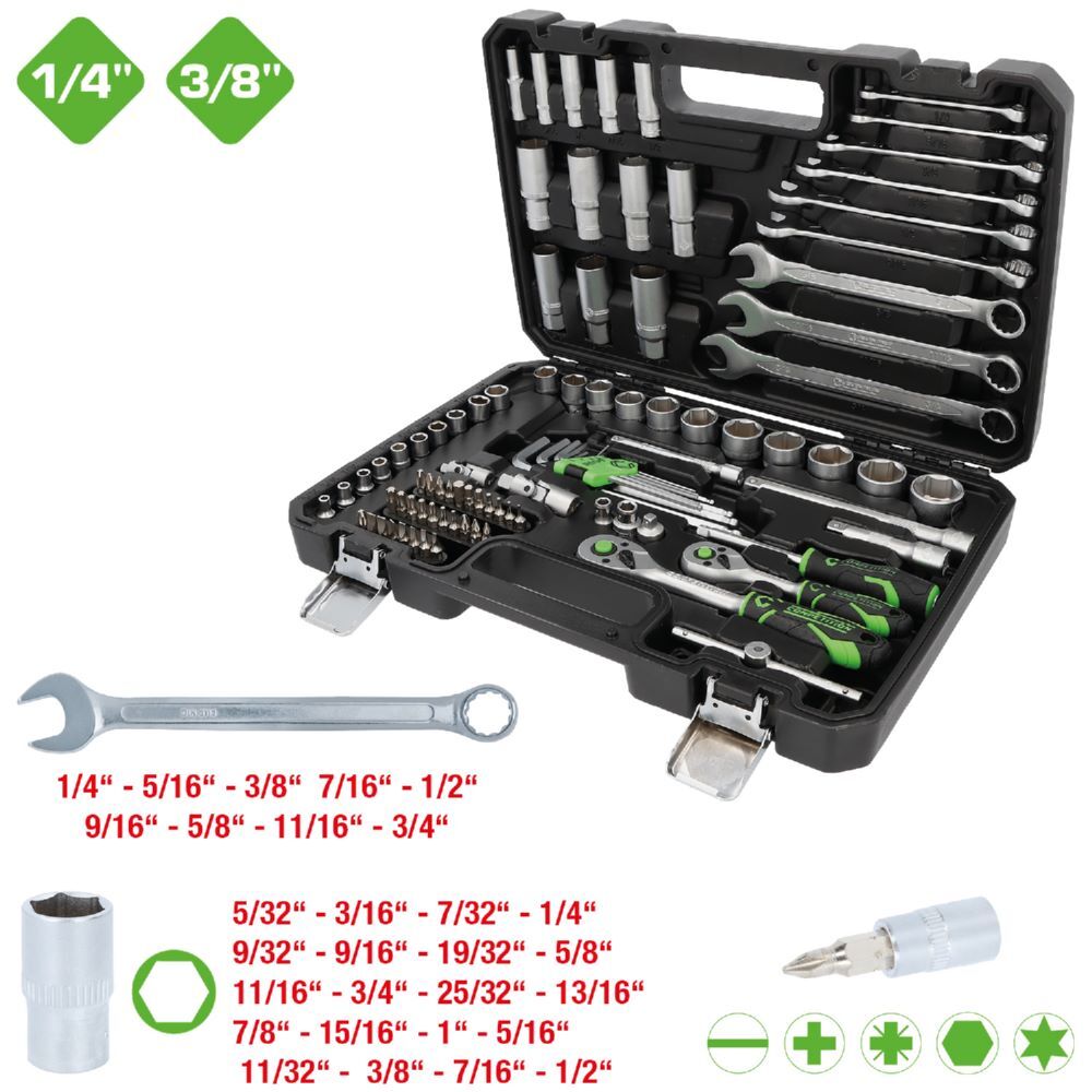Produktbild  1/4" + 3/8" Steckschlüssel-Satz, 91-tlg bild 2