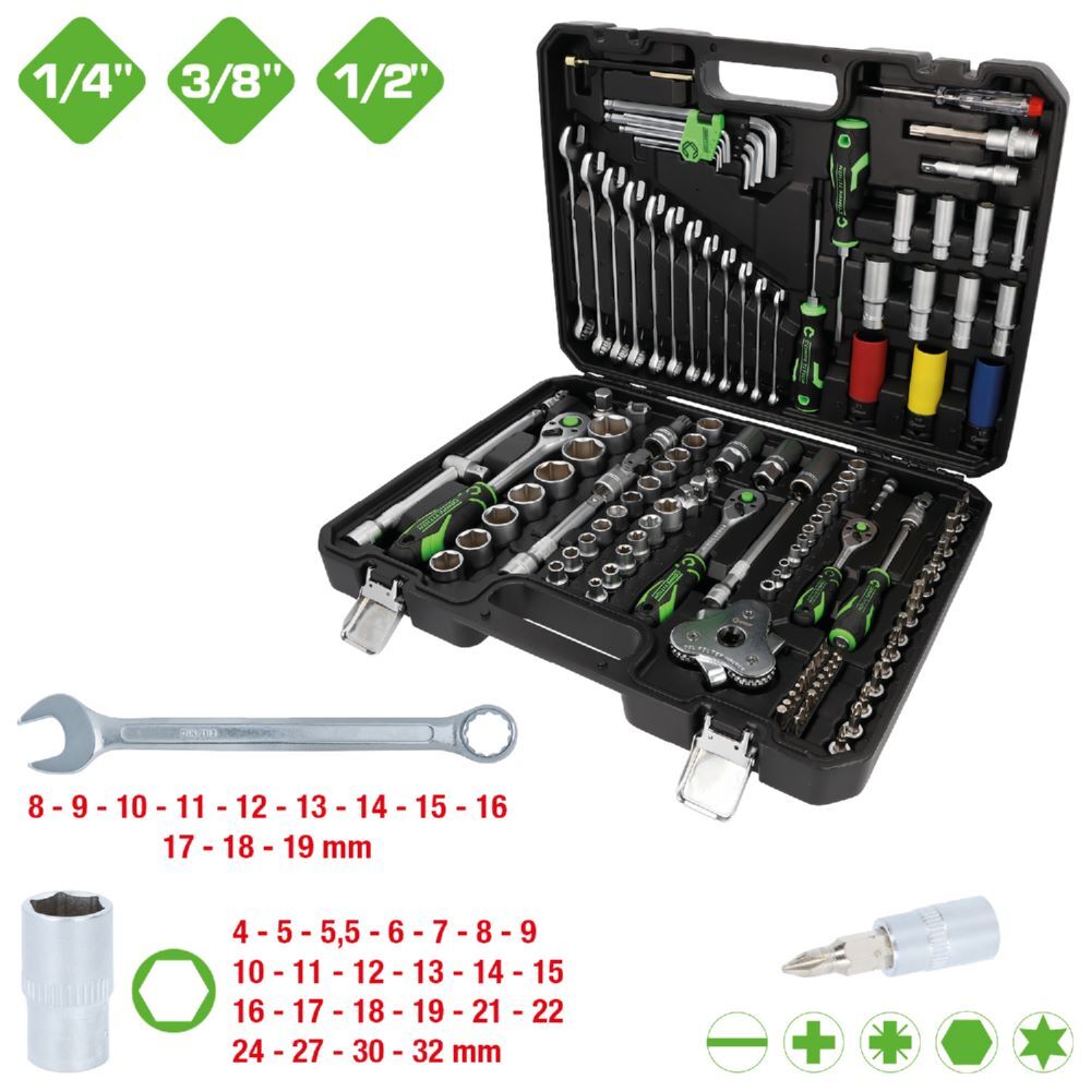 Produktbild KS Tools Competition Steckschlüssel Satz 132 teilig KFZ-Spezial 1/4+3/8+1/2 Zoll
