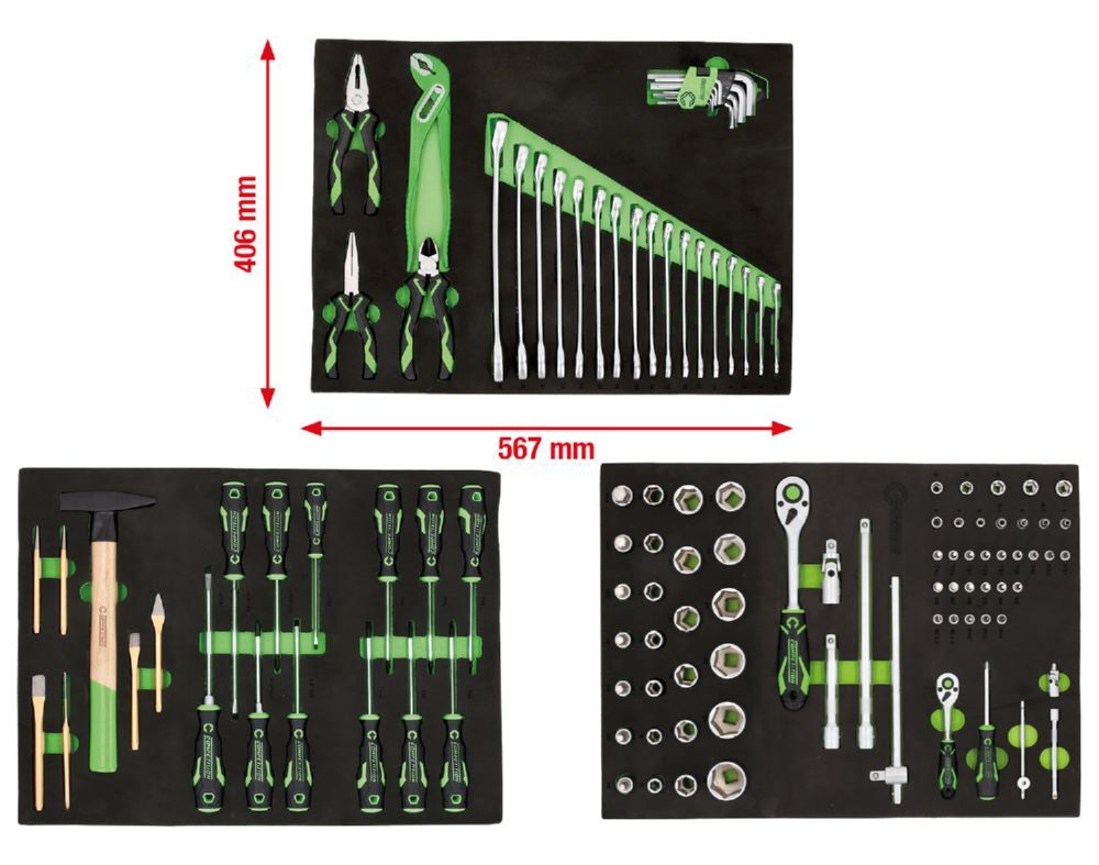 Produktbild KS Tools Competition Systemeinlagen Satz für Werkstatt Schranksystem 512.6000 mit 119 Premium-Werkze