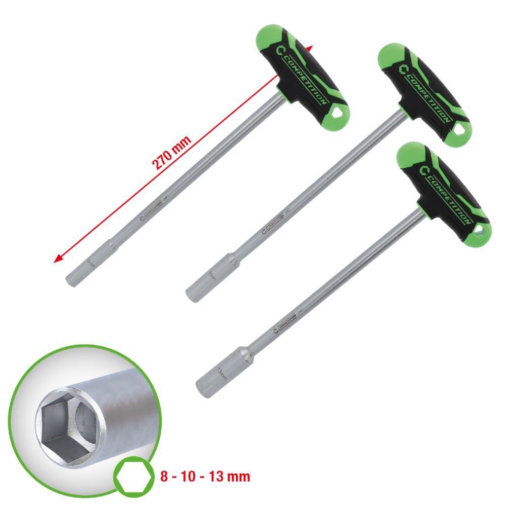 Produktbild KS Tools Competition T-Griff Nuss Schraubendreher Satz 3 teilig 8 - 13 mm