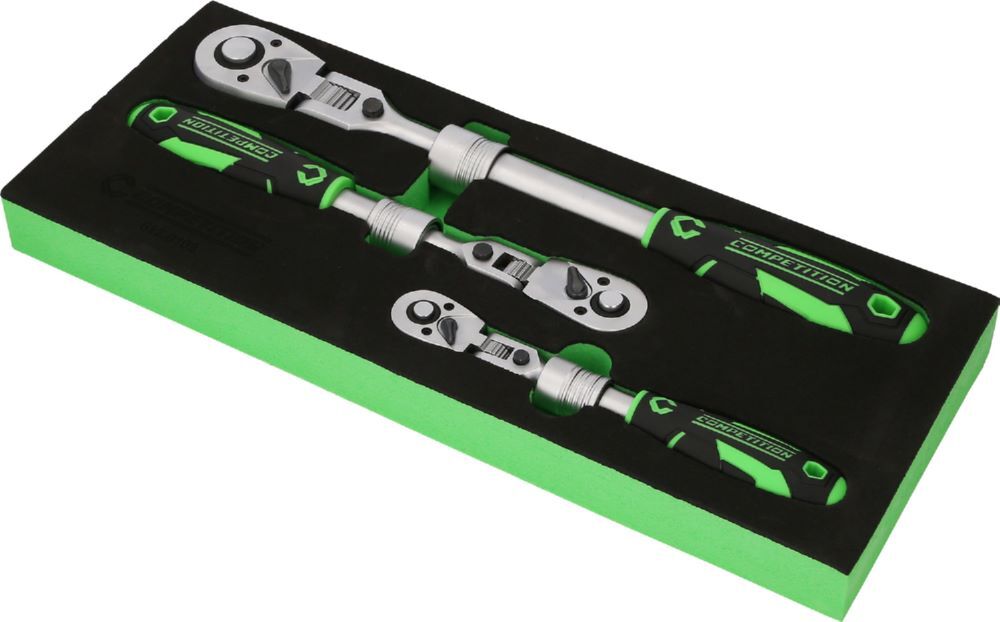 Produktbild KS Tools Competition Teleskop Ratschen Satz 3 teilig 1/4 +3/8+1/2 Zoll