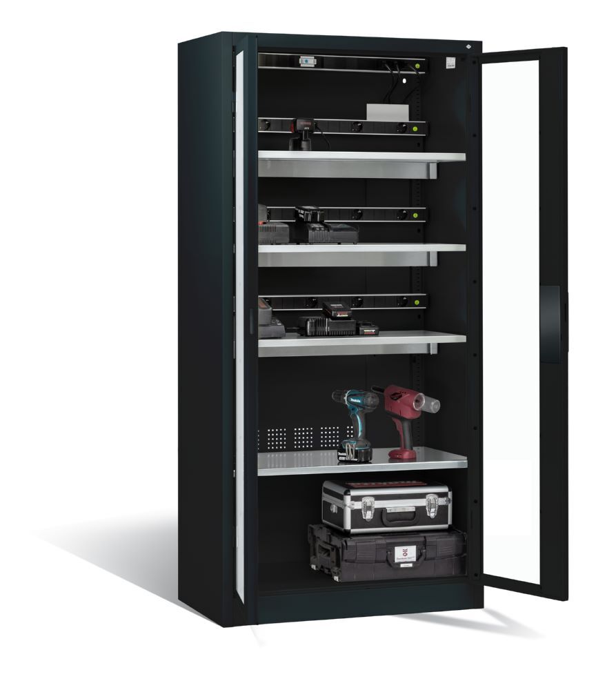 C+P Akkuladeschrank Serie 89 Comfort 1950 x 930 x 500 mm in anthrazit Produktbild C+P Akkuladeschrank Serie 89 Comfort 1950 x 930 x 500 mm in anthrazit