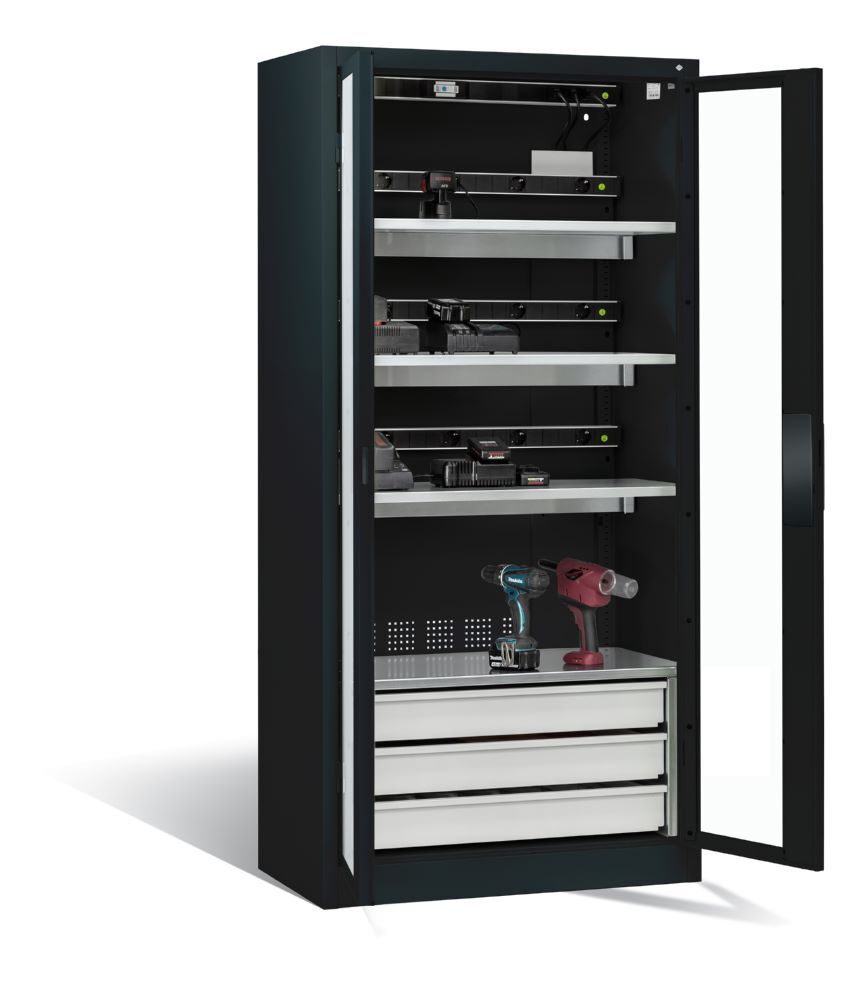 C+P Akkuladeschrank Serie 89 Comfort 1950 x 930 x 500 mm in anthrazit Produktbild C+P Akkuladeschrank Serie 89 Comfort 1950 x 930 x 500 mm in anthrazit