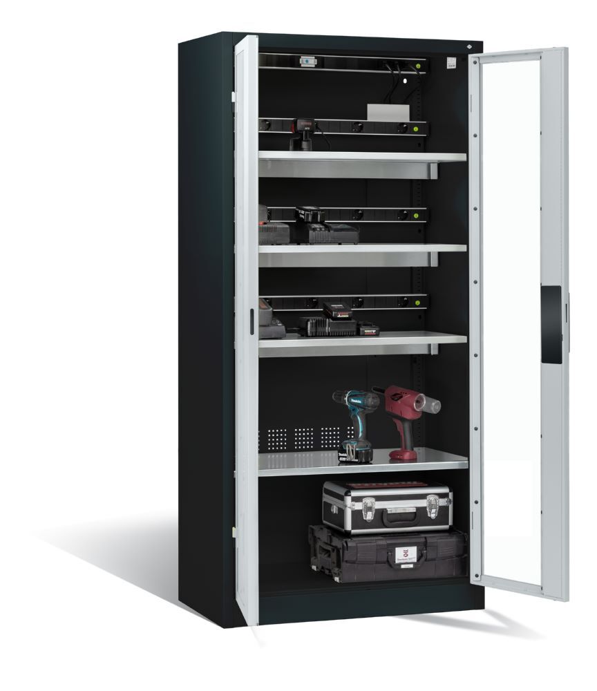 C+P Akkuladeschrank Serie 89 Comfort 1950 x 930 x 500 mm anthrazit lichtgrau Produktbild C+P Akkuladeschrank Serie 89 Comfort 1950 x 930 x 500 mm anthrazit lichtgrau