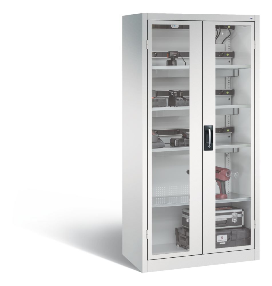 C+P Akkuladeschrank Serie 89 Comfort 1950 x 930 x 500 mm in lichtgrau Produktbild C+P Akkuladeschrank Serie 89 Comfort 1950 x 930 x 500 mm in lichtgrau bild 3