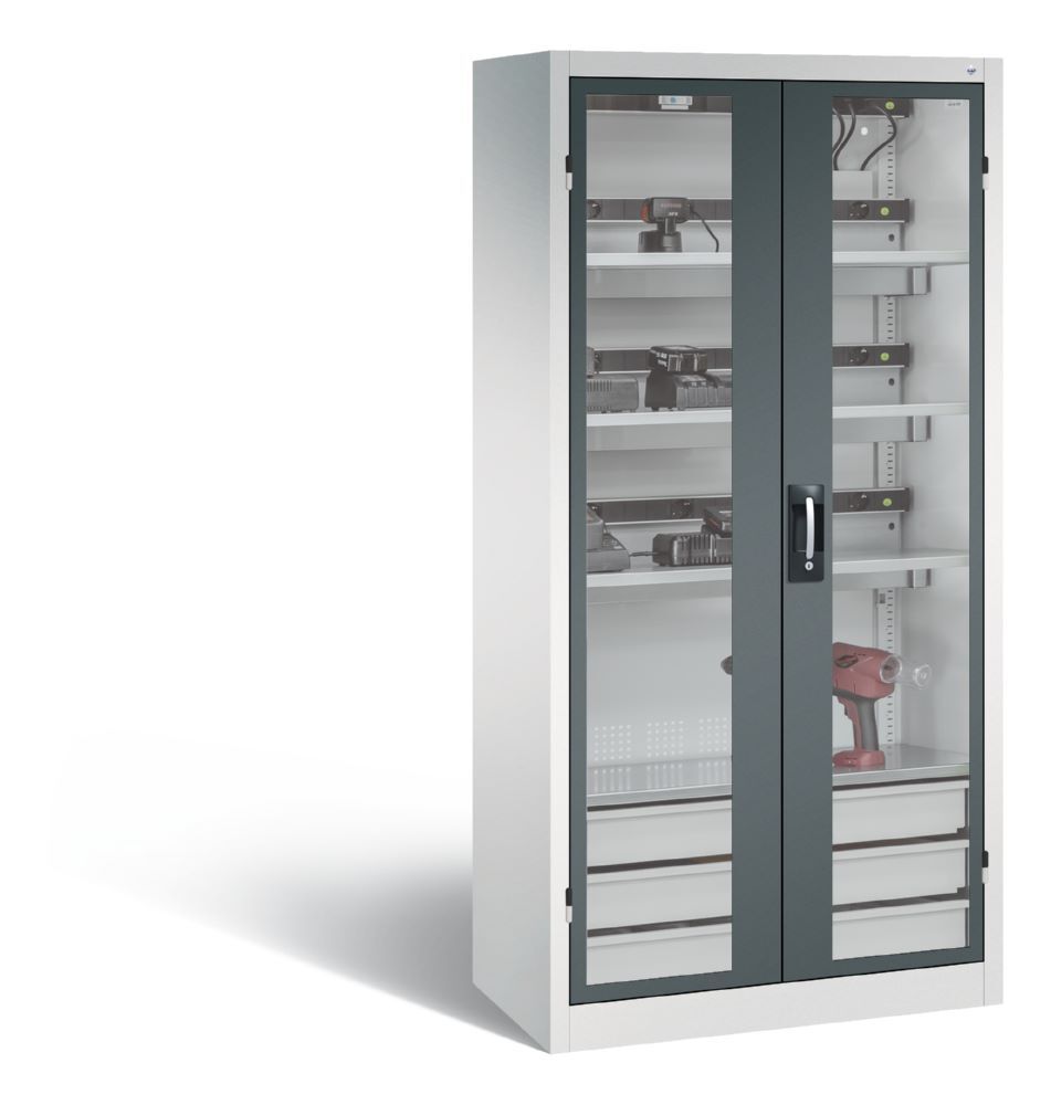 C+P Akkuladeschrank Serie 89 Comfort 1950 x 930 x 500 mm lichtgrau anthrazit Produktbild C+P Akkuladeschrank Serie 89 Comfort 1950 x 930 x 500 mm lichtgrau anthrazit