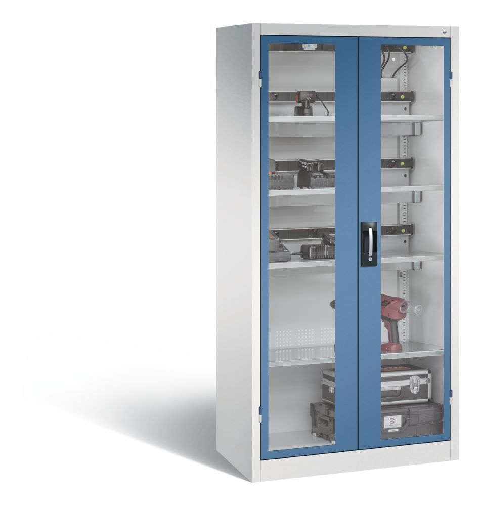 C+P Akkuladeschrank Serie 89 Comfort 1950 x 930 x 500 mm lichtgrau fernblau Produktbild C+P Akkuladeschrank Serie 89 Comfort 1950 x 930 x 500 mm lichtgrau fernblau bild 2