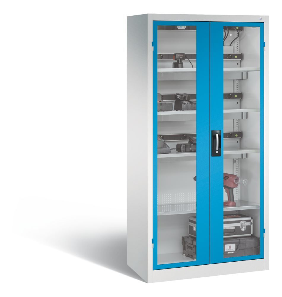C+P Akkuladeschrank Serie 89 Comfort 1950 x 930 x 500 mm lichtgrau lichtblau Produktbild C+P Akkuladeschrank Serie 89 Comfort 1950 x 930 x 500 mm lichtgrau lichtblau bild 2