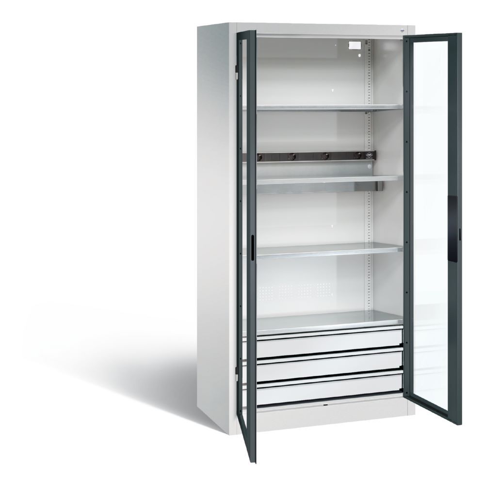 C+P Akkuladeschrank Serie 89 1950 x 930 x 500 mm lichtgrau anthrazit Produktbild C+P Akkuladeschrank Serie 89 1950 x 930 x 500 mm lichtgrau anthrazit