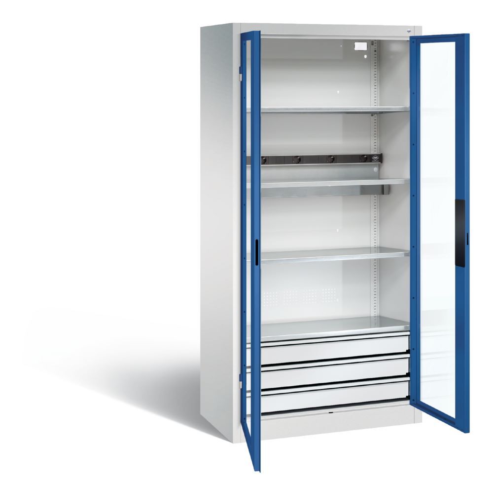 C+P Akkuladeschrank Serie 89 1950 x 930 x 500 mm lichtgrau enzianblau Produktbild C+P Akkuladeschrank Serie 89 1950 x 930 x 500 mm lichtgrau enzianblau