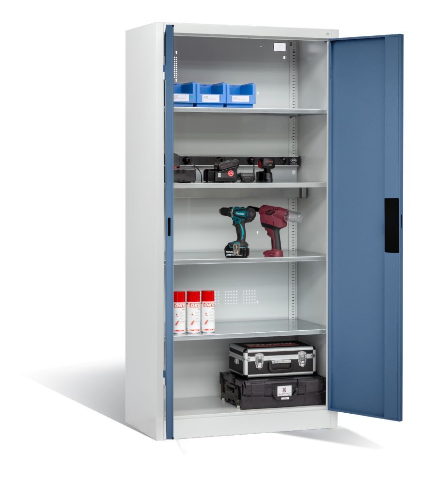 C+P Akkuladeschrank als Werkzeugschrank bis 70 kg fernblau 930 x 500 x 1950 mm Produktbild C+P Akkuladeschrank als Werkzeugschrank bis 70 kg fernblau 930 x 500 x 1950 mm bild 3