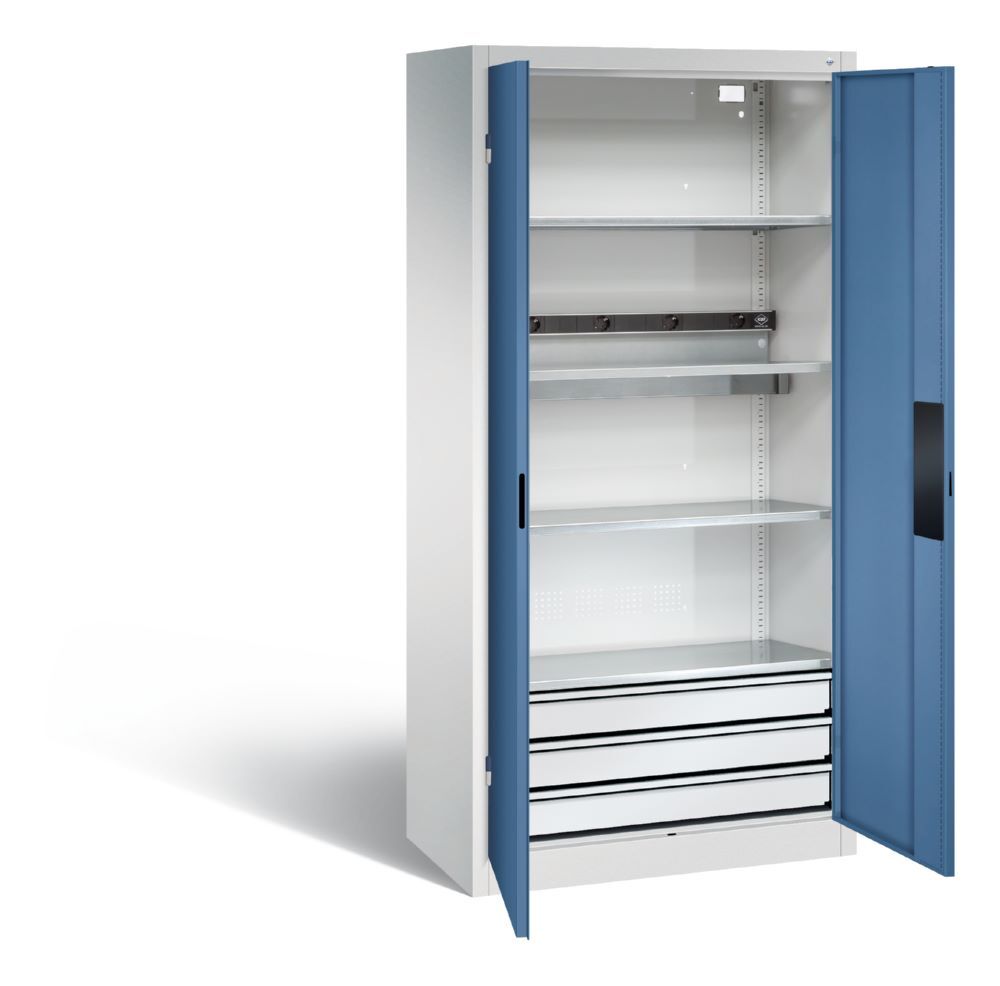Produktbild C+P Akkuladeschrank Serie 89 1950 x 930 x 500 mm lichtgrau fernblau