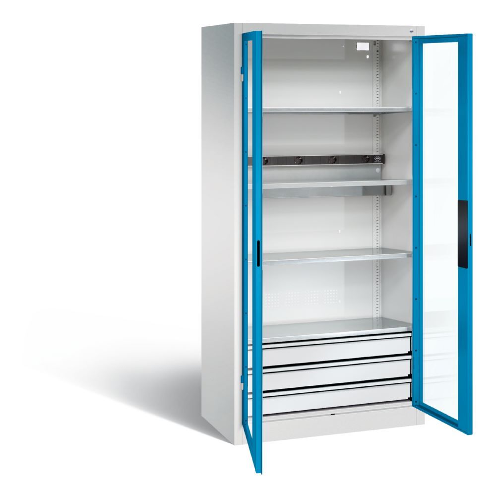 C+P Akkuladeschrank Serie 89 1950 x 930 x 500 mm lichtgrau lichtblau Produktbild C+P Akkuladeschrank Serie 89 1950 x 930 x 500 mm lichtgrau lichtblau