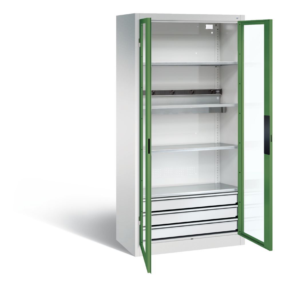 C+P Akkuladeschrank Serie 89 1950 x 930 x 500 mm lichtgrau resedagrün Produktbild C+P Akkuladeschrank Serie 89 1950 x 930 x 500 mm lichtgrau resedagrün