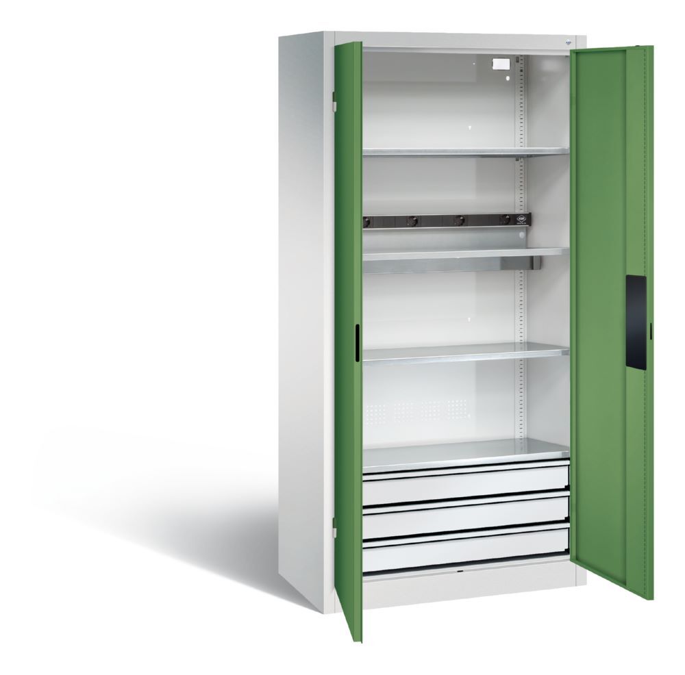 Produktbild C+P Akkuladeschrank Serie 89 H 1950 x B 930 x T 500 mm lichtgrau resedagrün