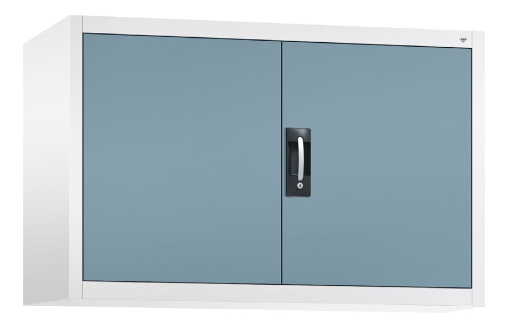 C+P Aufsatz Flügeltürenschrank abschließbar weiß horizontblau 1200 x 400 x 790 mm Produktbild C+P Aufsatz Flügeltürenschrank abschließbar weiß horizontblau 1200 x 400 x 790 mm