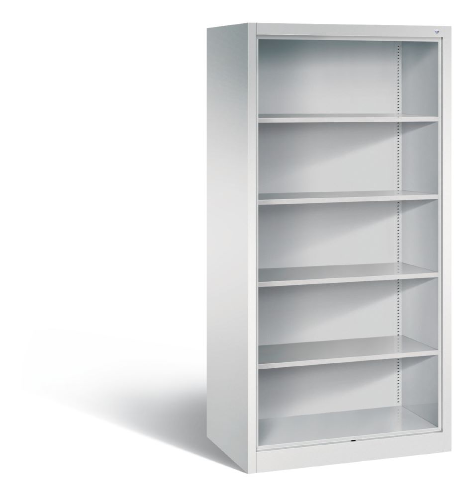 C+P Büroregal mit Rückwand und 4 Einlegeböden lichtgrau 930 x 600 x 1950 mm Produktbild C+P Büroregal mit Rückwand und 4 Einlegeböden lichtgrau 930 x 600 x 1950 mm