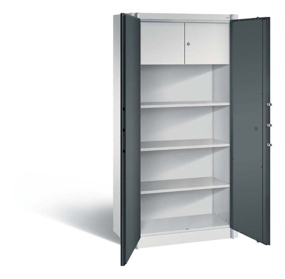C+P Feuergeschützter Flügeltürenschrank Certos H 1950 x B 930 x T 500 mm grau Produktbild C+P Feuergeschützter Flügeltürenschrank Certos H 1950 x B 930 x T 500 mm grau bild 2
