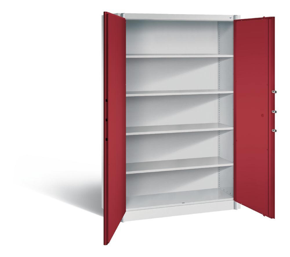 C+P Feuergeschützter Flügeltürenschrank Certos H 1950 x B 1200 mm lichtgrau rubinrot Produktbild C+P Feuergeschützter Flügeltürenschrank Certos H 1950 x B 1200 mm lichtgrau rubinrot bild 2