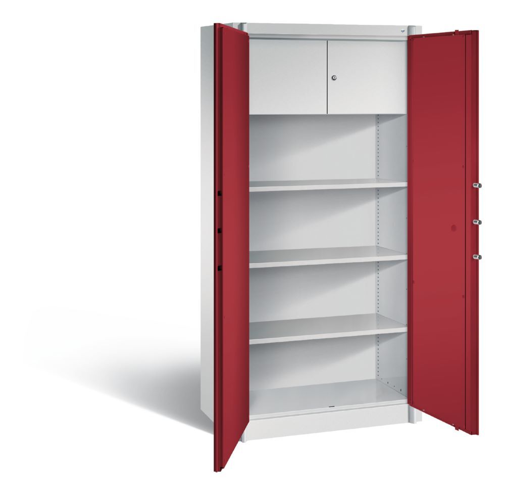 C+P Feuergeschützter Flügeltürenschrank Certos 1950 x 930 x500 mm lichtgrau rubinrot Produktbild C+P Feuergeschützter Flügeltürenschrank Certos 1950 x 930 x500 mm lichtgrau rubinrot bild 2