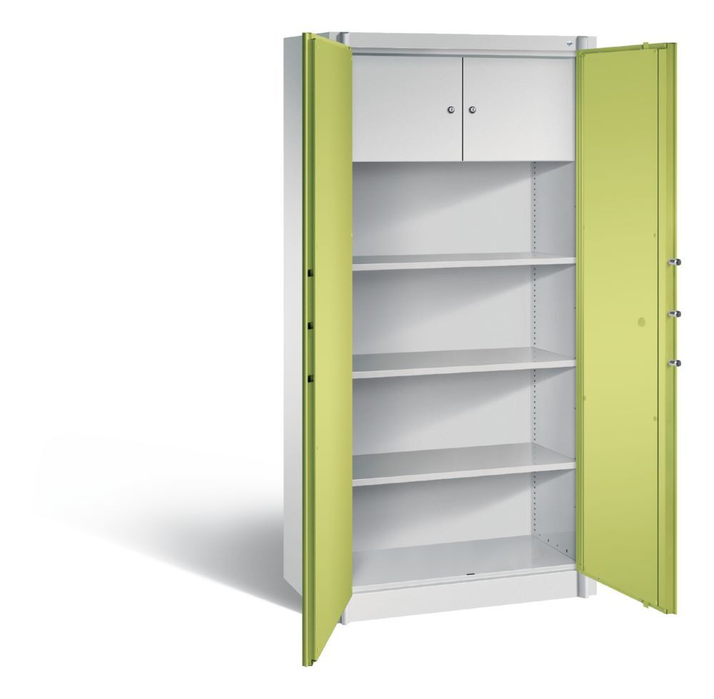 C+P Feuergeschützter Flügeltürenschrank Certos Höhe 1950 mm lichtgrau viridingrün Produktbild C+P Feuergeschützter Flügeltürenschrank Certos Höhe 1950 mm lichtgrau viridingrün bild 2