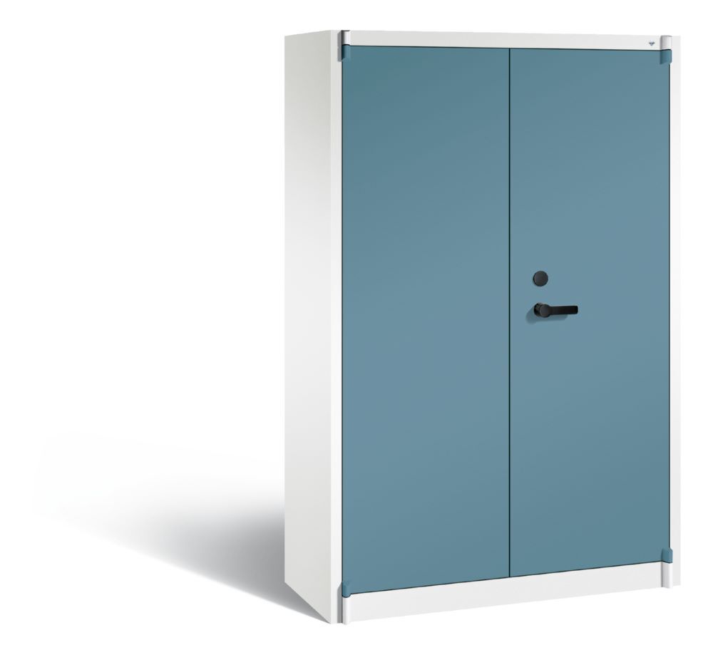 C+P Feuergeschützter Flügeltürenschrank Certos, Höhe 1950 mm weiß horizontblau Produktbild C+P Feuergeschützter Flügeltürenschrank Certos, Höhe 1950 mm weiß horizontblau