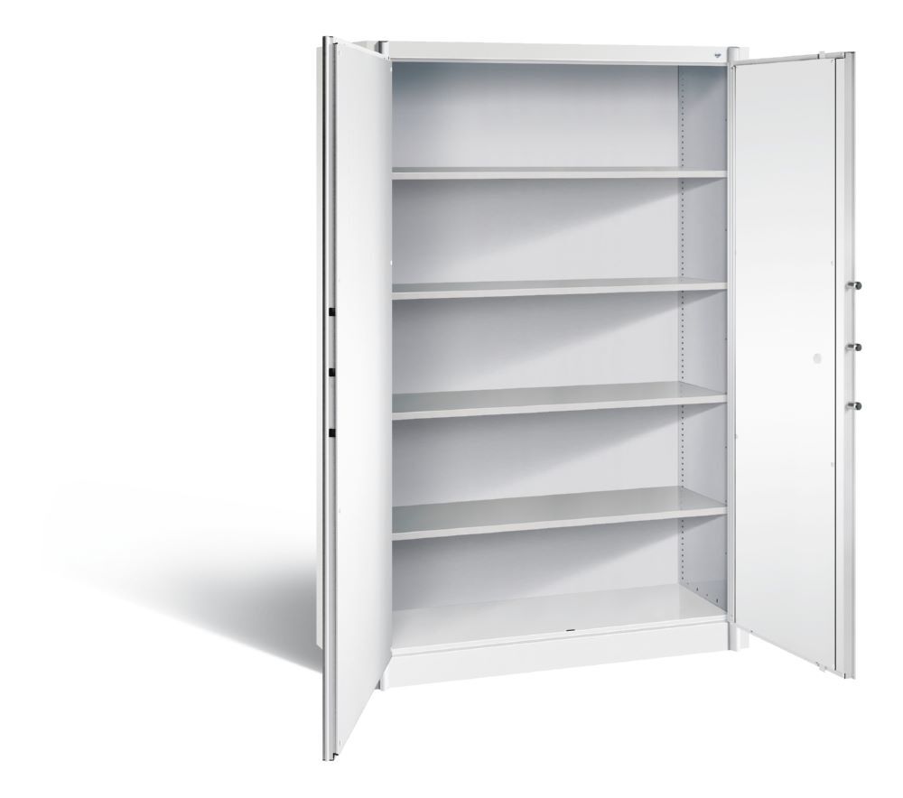 C+P Feuergeschützter Flügeltürenschrank Certos H 1950 x B 1200 x T 500 mm weiß grau Produktbild C+P Feuergeschützter Flügeltürenschrank Certos H 1950 x B 1200 x T 500 mm weiß grau bild 2