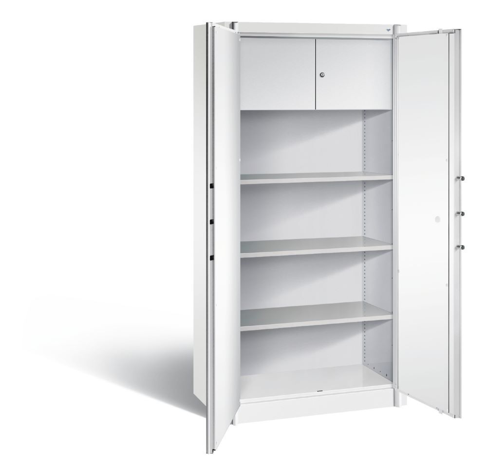 C+P Feuergeschützter Flügeltürenschrank Certos H 1950 x B 930 x T 500 mm weiß grau Produktbild C+P Feuergeschützter Flügeltürenschrank Certos H 1950 x B 930 x T 500 mm weiß grau bild 2