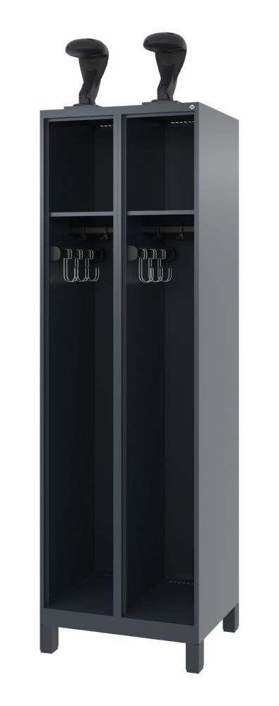 C+P Feuerwehrspindl Expert 2 Abteile mit Ausstattung dunkelgrau 600 x 500 x 1850 mm Produktbild C+P Feuerwehrspindl Expert 2 Abteile mit Ausstattung dunkelgrau 600 x 500 x 1850 mm