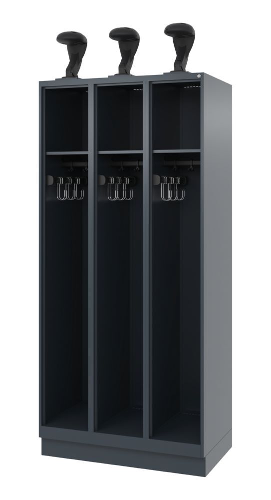 C+P Feuerwehrspind Expert 3 Abteile in dunkelgrau 900 x 500 x 1850 mm Produktbild C+P Feuerwehrspind Expert 3 Abteile in dunkelgrau 900 x 500 x 1850 mm