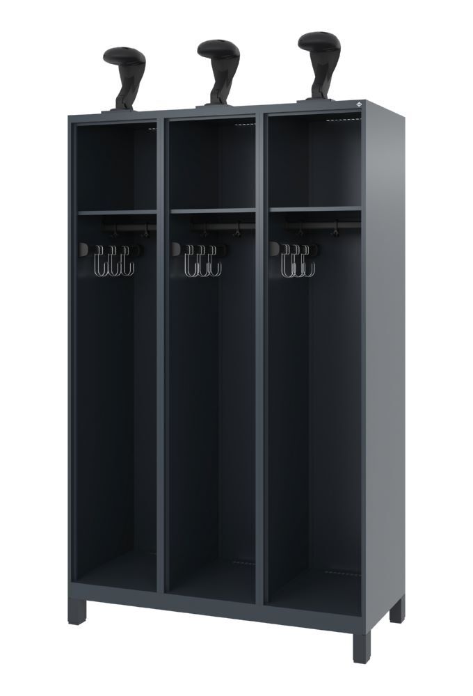 C+P Feuerwehrspind Expert 3 Abteile mit Helmhalter anthrazit 1200 x 500 x 1850 mm Produktbild C+P Feuerwehrspind Expert 3 Abteile mit Helmhalter anthrazit 1200 x 500 x 1850 mm bild 1