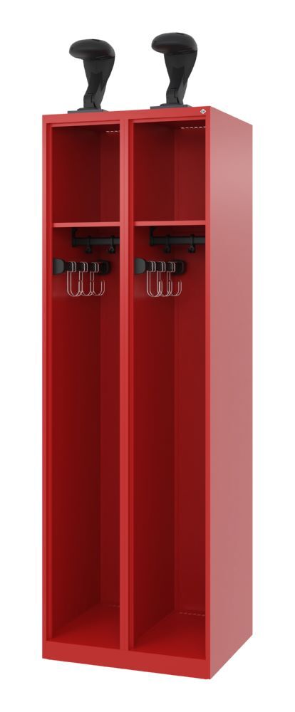 C+P Feuerwehrspind Expert 2 Abteile mit Belüftung feuerrot 600 x 500 x 1850 mm Produktbild C+P Feuerwehrspind Expert 2 Abteile mit Belüftung feuerrot 600 x 500 x 1850 mm