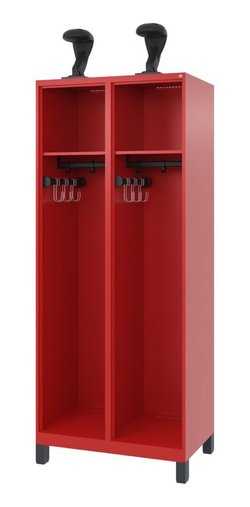 C+P Feuerwehrspind Expert 2 Abteile und Helmhalter feuerrot 800 x 500 x 1950 mm Produktbild C+P Feuerwehrspind Expert 2 Abteile und Helmhalter feuerrot 800 x 500 x 1950 mm