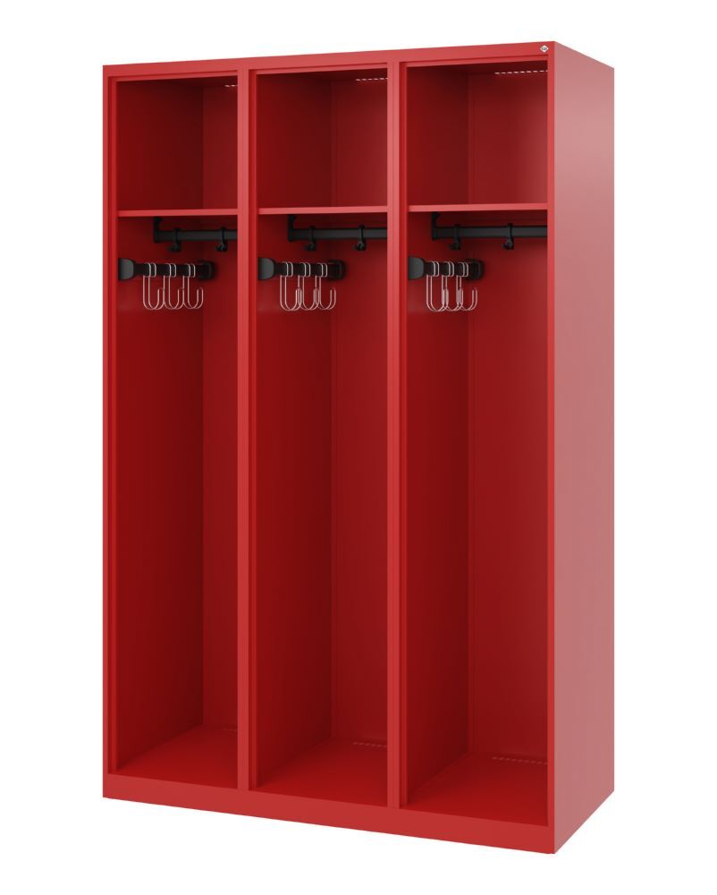 C+P Feuerwehrspind Evolo Expert 3 Abteile je 400 mm feuerrot 1200 x 500 x 1850 mm Produktbild C+P Feuerwehrspind Evolo Expert 3 Abteile je 400 mm feuerrot 1200 x 500 x 1850 mm