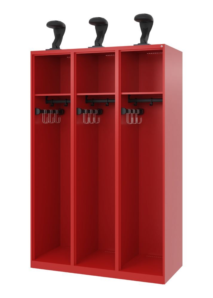 C+P Feuerwehrspind Evolo Expert 3 offene Abteile feuerrot 1200 x 500 x 1850 mm Produktbild C+P Feuerwehrspind Evolo Expert 3 offene Abteile feuerrot 1200 x 500 x 1850 mm