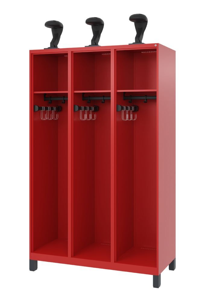C+P Feuerwehrspind Expert 3 Abteile mit Helmhalter feuerrot 1200 x 500 x 1850 mm Produktbild C+P Feuerwehrspind Expert 3 Abteile mit Helmhalter feuerrot 1200 x 500 x 1850 mm